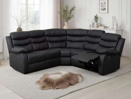 Seconique Roma Black Faux Leather Corner Recliner Sofa Seconique Roma Black Faux Leather Corner Recliner Sofa
