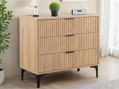 Seconique Miami Oak and Black 3 Drawer Chest of Drawers Seconique Miami Oak and Black 3 Drawer Chest of Drawers