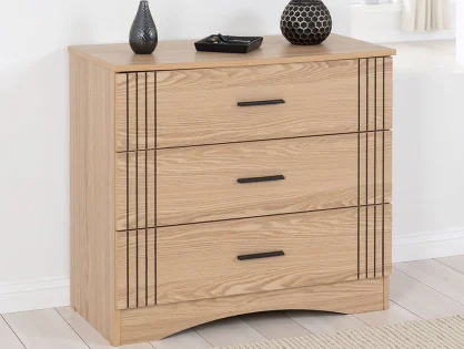 Seconique Tessa Natural Oak 3 Drawer Chest of Drawers