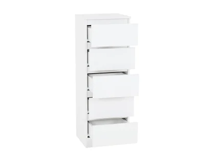 Seconique Malvern White 5 Drawer Narrow Chest of Drawers Seconique Malvern White 5 Drawer Narrow Chest of Drawers