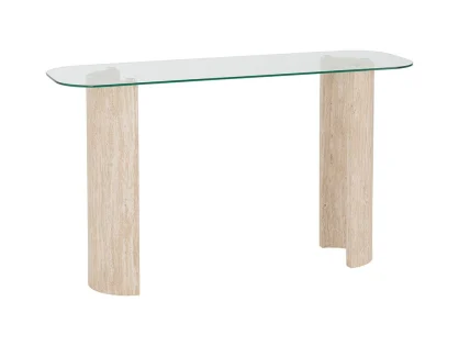 Seconique Modena Glass and Cream Marble Console Table Seconique Modena Glass and Cream Marble Console Table