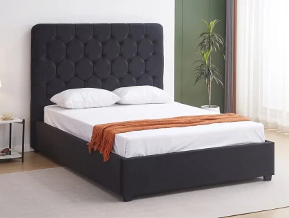 Seconique Madison Black Velvet Fabric Bed Frame Seconique Madison Black Velvet Fabric Bed Frame