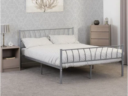 Seconique Harlow Silver Metal Bed Frame