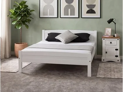 Seconique Amber White Wooden Bed Frame