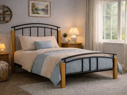 Time Living Tetras Black and Beech Metal Bed Frame
