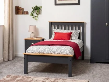 Seconique Monaco Grey and Oak Wooden Bed Frame (Low Footend)