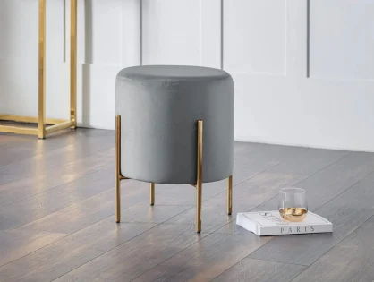 Julian Bowen Harrogate Grey Velvet Fabric Stool