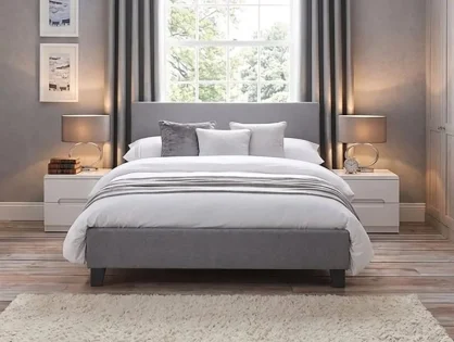 Julian Bowen Rialto Grey Linen Fabric Bed Frame