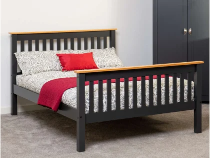 Seconique Monaco Grey and Oak Wooden Bed Frame (High Footend) Seconique Monaco Grey and Oak Wooden Bed Frame (High Footend)