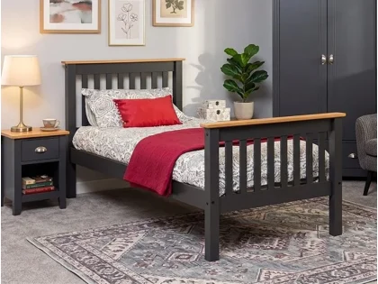 Seconique Monaco Grey and Oak Wooden Bed Frame (High Footend) Seconique Monaco Grey and Oak Wooden Bed Frame (High Footend)