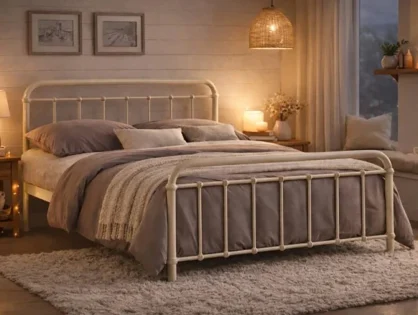 Time Living Miami Ivory Metal Bed Frame