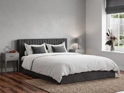 LPD Berlin Black Velvet Ottoman Bed Frame LPD Berlin Black Velvet Ottoman Bed Frame