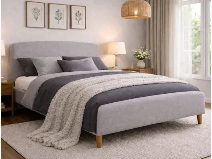 Time Living Geneva Light Grey Fabric Bed Frame
