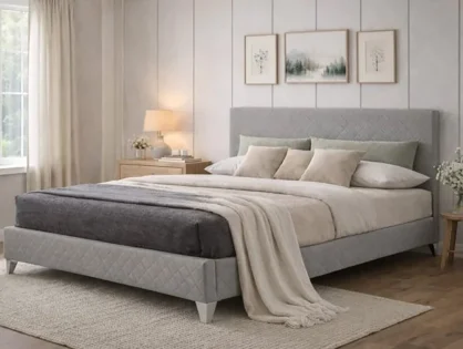 Time Living Brooklyn Grey Fabric Bed Frame