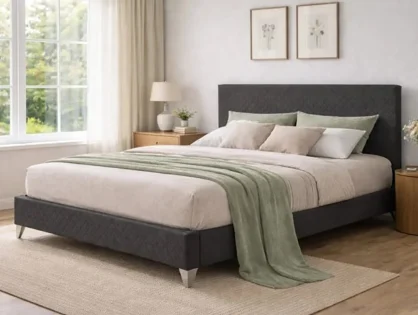 Time Living Brooklyn Dark Grey Fabric Bed Frame