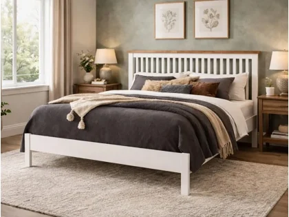 Time Living Ascot White and Oak Wooden Bed Frame
