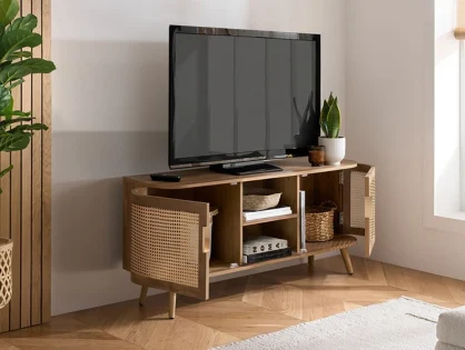 Birlea Noah Oak and Rattan Small TV Unit Birlea Noah Oak and Rattan Small TV Unit