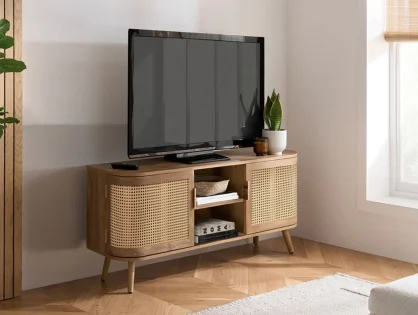 Birlea Noah Oak and Rattan Small TV Unit Birlea Noah Oak and Rattan Small TV Unit