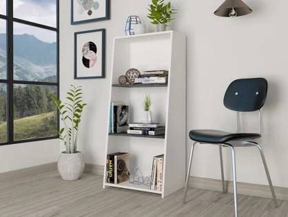 Core Dallas White and Grey Oak Low Bookcase Core Dallas White and Grey Oak Low Bookcase