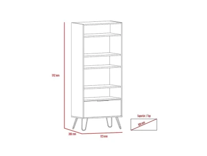 Core Nevada Smoked Oak and Grey Oak Effect 1 Door Display Bookcase