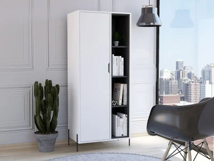 Core Dallas White and Grey Oak Bookcase Display Unit