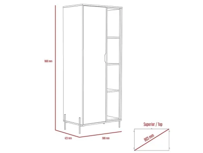 Core Dallas White and Grey Oak Bookcase Display Unit