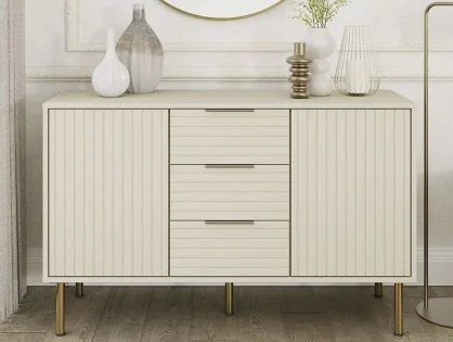 GFW Nervata Ivory 2 Door 3 Drawer Sideboard GFW Nervata Ivory 2 Door 3 Drawer Sideboard