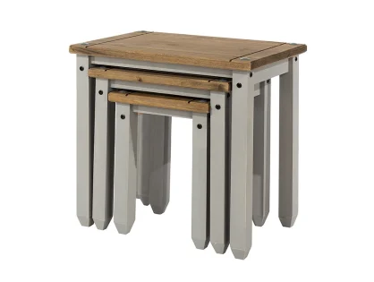 Core Corona Grey and Waxed Pine Nest of Tables Core Corona Grey and Waxed Pine Nest of Tables