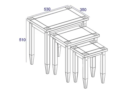 Core Corona Grey and Waxed Pine Nest of Tables Core Corona Grey and Waxed Pine Nest of Tables