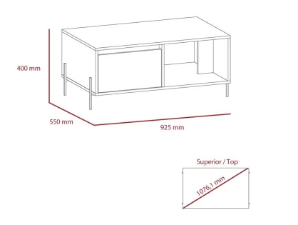 Core Dallas White and Grey Oak 1 Drawer Coffee Table