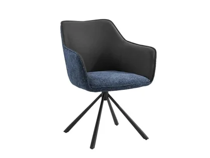 TGC Pearl Blue & Grey Fabric Swivel Dining Chair