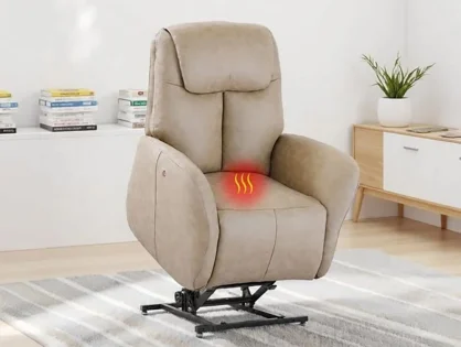 PICK4U Windsor Dual Motor Taupe Faux Leather Riser Recliner Chair PICK4U Windsor Dual Motor Taupe Faux Leather Riser Recliner Chair