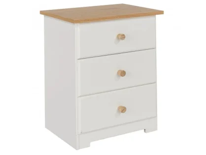 Core Colorado White and Oak 3 Drawer Bedside Table Core Colorado White and Oak 3 Drawer Bedside Table
