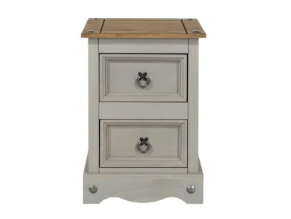 Core Corona Grey and Waxed Pine 2 Drawer Petite Bedside Table Core Corona Grey and Waxed Pine 2 Drawer Petite Bedside Table