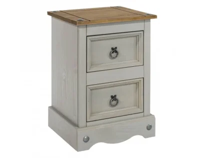 Core Corona Grey and Waxed Pine 2 Drawer Petite Bedside Table Core Corona Grey and Waxed Pine 2 Drawer Petite Bedside Table