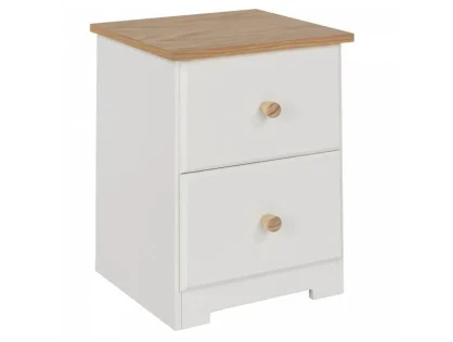 Core Colorado White and Oak 2 Drawer Petite Bedside Table