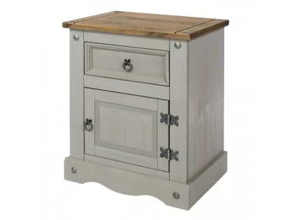 Core Corona Grey and Waxed Pine 1 Door 1 Drawer Bedside Table Core Corona Grey and Waxed Pine 1 Door 1 Drawer Bedside Table