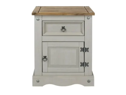 Core Corona Grey and Waxed Pine 1 Door 1 Drawer Bedside Table Core Corona Grey and Waxed Pine 1 Door 1 Drawer Bedside Table