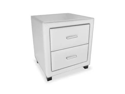 Time Living Dorset White Faux Leather 2 Drawer Bedside Table (Assembled)