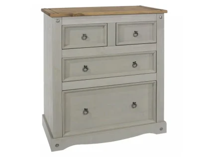 Core Corona Grey and Waxed Pine 2+2 Drawer Chest of Drawers Core Corona Grey and Waxed Pine 2+2 Drawer Chest of Drawers