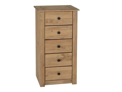 Seconique Panama Waxed Pine 5 Drawer Chest of Drawers