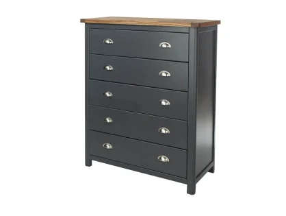 Core Dunkeld Midnight Blue and Oak 5 Drawer Chest of Drawers