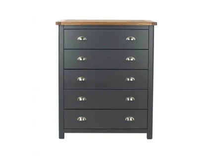 Core Dunkeld Midnight Blue and Oak 5 Drawer Chest of Drawers