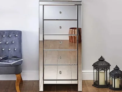 Birlea Seville Mirrored 5 Drawer Narrow Chest (Assembled) Birlea Seville Mirrored 5 Drawer Narrow Chest (Assembled)