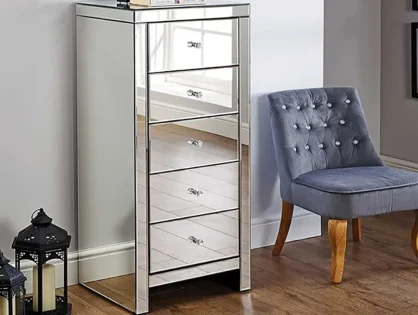 Birlea Seville Mirrored 5 Drawer Narrow Chest (Assembled) Birlea Seville Mirrored 5 Drawer Narrow Chest (Assembled)
