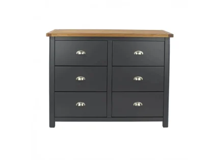Core Dunkeld Midnight Blue and Oak 3+3 Dr Wide Chest of Drawers