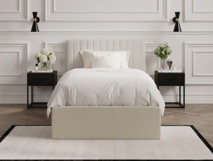 LPD Berlin Milk Weave Fabric Ottoman Bed Frame LPD Berlin Milk Weave Fabric Ottoman Bed Frame