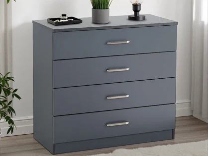 Seconique Dakota Dark Grey Wooden 4 Drawer Chest of Drawers Seconique Dakota Dark Grey Wooden 4 Drawer Chest of Drawers