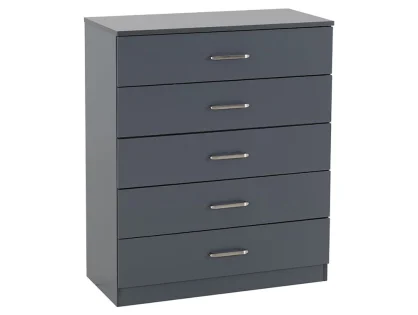 Seconique Dakota Dark Grey Wooden 5 Drawer Chest of Drawers