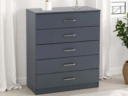 Seconique Dakota Dark Grey Wooden 5 Drawer Chest of Drawers